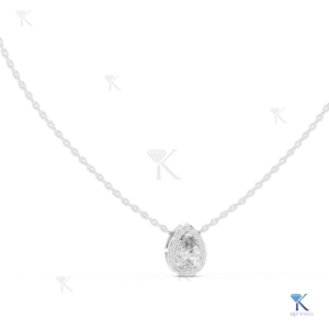 Collier pendentif en or massif 14K 18K avec diamant de laboratoire taille poire et halo, certifié IGI, de luxe, pour femme, cadeau de mariage ou de fête - Product Image 3