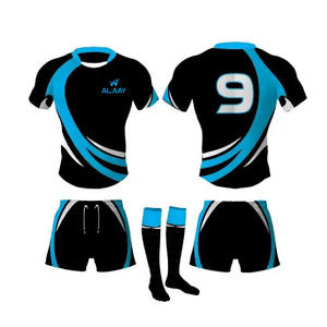 Ensemble d'uniformes de rugby pour hommes de haute qualité, respirant et à séchage rapide, avec impression numérique par transfert thermique personnalisée, maillot d'équipe et short d'équipe - Product Image 6