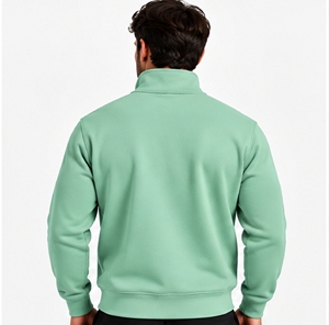 Sudadera deportiva para hombre Index Apparel con cuello alto y cremallera de un cuarto, a rayas, color verde azulado - Product Image 2
