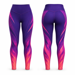 Leggings de Yoga de Cintura Alta, Largos, con Estampado Geométrico por Sublimación, Transpirables, Elásticos en Cuatro Direcciones, Cintura Elástica con Spandex - Product Image 1