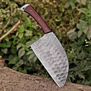Couteau à hacher artisanal en acier Damas Nordic Forge, manche en bois de rose, lame pleine longueur, étui en cuir, couteaux à hacher personnalisables - Product Image 6