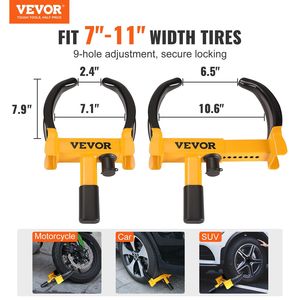 2-pack universale resistente in acciaio morsetto ruota regolabile antifurto rimorchio blocco pneumatico per ATV SUV Golf t motocicli 6 chiavi - Product Image 2