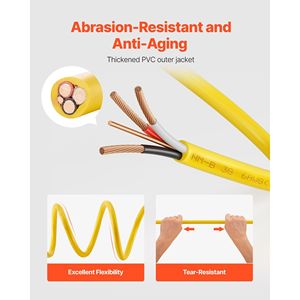 Cable Eléctrico NM-B 6AWG/3C No Metálico para Interiores Residenciales, Núcleo de Cobre de Alta Pureza, Cable de Tierra con Revestimiento de PVC de 50 pies para Cableado - Product Image 3