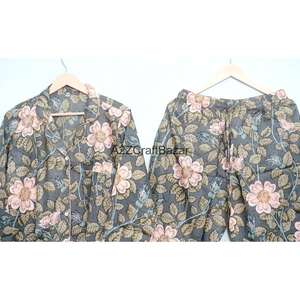 Elegante Conjunto de Pijama para Mujer, 100% Algodón Puro, Estampado Digital, Cintura Elástica Suave, Transpirable, Manga Larga - Product Image 6