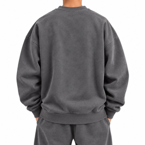 Sudadera de cuello redondo extragrande para hombre 2026, de color liso, de algodón polar, informal, de manga larga, de punto, corte regular, para otoño. - Product Image 3