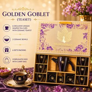 Ensemble de tasses à thé en céramique noire personnalisée Serenity 6+3 400 ml, boîte cadeau, design floral de luxe, bols assortis, emballage ondulé, sac de transport - Product Image 2