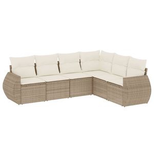 Conjunto de Sofás Modulares Grandes de Ratán Sintético PE Beige para Jardín, Muebles de Jardín Modulares Cómodos - Product Image 2