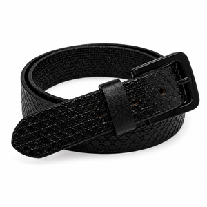 Cinturón de Cuero Casual Texturizado Premium para Hombre con Hebilla Negra, Cinturón Elegante y Duradero para Uso Diario - Product Image 1