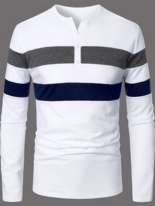 T-shirt à manches longues pour homme, coupe ajustée, col rond, 100% coton, anti-rides, à rayures colorées, avec logo personnalisé, pour toutes les saisons - Product Image 3