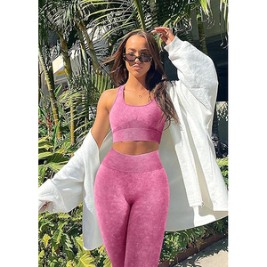 Conjunto de Yoga con Cuello Alto para Mujer, Sujetador Deportivo, Leggings Moldeadores de Cintura Alta con Bolsillos Laterales, Ropa Deportiva sin Costuras de Nailon y Spandex - Product Image 3