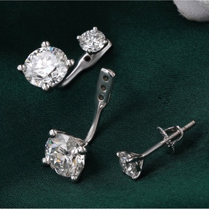 Pendientes de Oro Blanco de 14K con Diamantes Cultivados en Laboratorio de 3.65 CT, Diseño Elegante de Dos Piedras Colgantes - Product Image 4