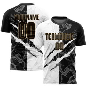 Uniforme de Fútbol Sublimado con Diseño de Grafiti Personalizado, Color Negro y Dorado Antiguo, el Más Vendido en la Industria, Venta Directa al Por Mayor - Product Image 1