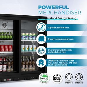 Réfrigérateur commercial de comptoir 11,4 pi³ (322 L) pour boissons, 53,2 po de large, avec 3 portes coulissantes en verre Low-E, pour bar ou réfrigérateur de bar arrière - Product Image 4