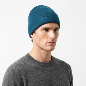 Gorro de Punto Acanalado Azul Turquesa Personalizado con Puño, Gorro Cálido de Invierno con Logotipo Personalizado - Product Image 4