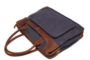 Vintage Style Genuine Leather Briefcase <b>Bag</b> Leather Messenger Shoulder Briefcase Multi Pocket Office Work & Travel Briefcase - Product Image 4