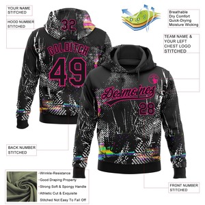 Sweat à capuche unisexe grande taille imprimé, style streetwear, 100 % polyester tricoté, inspiré des équipes sportives, léger et épais, garantie commerciale - Product Image 2