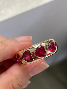 Bague en diamant exquise, bague en rubis taille cœur, or 14 carats, bijoux romantiques de mariage pour femmes - Product Image 3