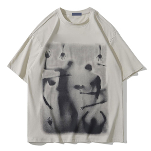 เสื้อยืดคอกลมทรงหลวมเรียบง่าย สีพื้น ผ้าฝ้าย 100% สำหรับผู้ใหญ่ แขนสั้น ใส่ได้ทุกฤดู แบบสวม - Product Image 2
