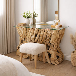 Mesa Consola Artesanal Rústica de Madera de Teca Sostenible de Alta Gama para Pasillo, Ideal para Minoristas - Product Image 5