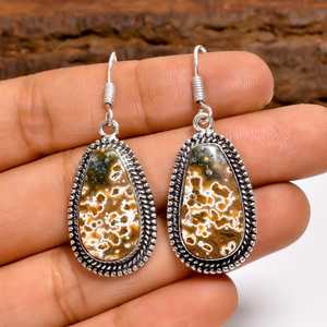 Boucles d'oreilles Ocean c en argent sterling 925, style bohème, faites à la main, avec pierres précieuses, cadeau pour femmes et filles - Product Image 4