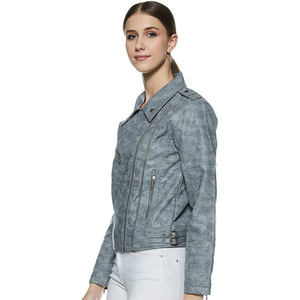 Chaqueta de Cuero para Mujer de Alta Calidad al por Mayor, Diseño Personalizado, Manga Larga, Transpirable, Ropa de Calle para Exteriores, Bordado Tejido - Product Image 3