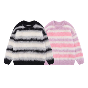 Suéter de mohair de alta calidad, jersey de invierno cálido, suéter de mohair colorido, suéter de mohair de punto jacquard afelpado. - Product Image 1
