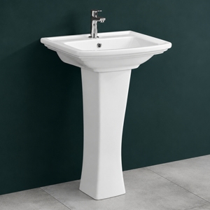 Lavabo de Pedestal Sofia, Estilo Rústico, Rectangular, con un Solo Orificio, Grifo de Palanca, Tradicional, Capacidad de 12L, Lavabo de Baño Montado en el Suelo - Product Image 3