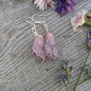 Pendientes de Cuarzo Aura Arcoíris, Pendientes de Cristal Aura Rosa de Alta Calidad - Product Image 1