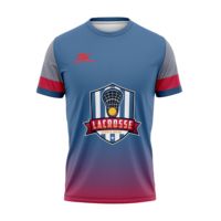 Kaos Lacrosse Bordir Kustom Grosir 100% Poliester Cepat Kering Cetak Logo Tim Atasan Pemanasan Pemasok OEM/ODM