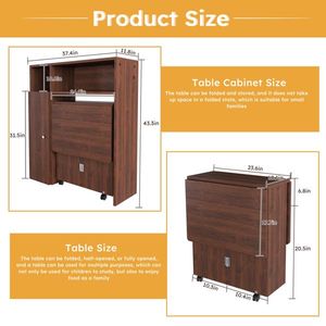 Tavolo da Pranzo Pieghevole Multifunzionale con Credenza a Parete e Spazio di Archiviazione per Piccoli Appartamenti - Product Image 5