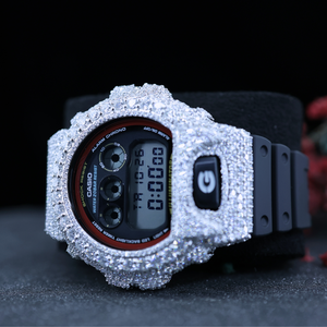 Montre numérique VVS Moissanite Iced Out Bust Down Hip Hop avec diamants, mouvement à quartz, bracelet noir de luxe, vente en gros - Product Image 5
