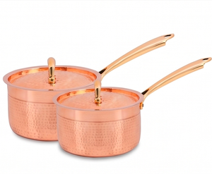 Hammered Copper Sauce <b>Pans</b> With Lid Handmade Classic Design For Kitchenware Tableware Dining And Hotel Use - Product Image 1