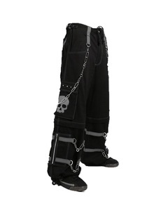 Pantalon Harem Noir Homme Style Punk avec Multiples Poches, Taille Élastique, Cordon de Serrage, Chaînes et Logo Tête de Mort – Collection Automne - Product Image 1