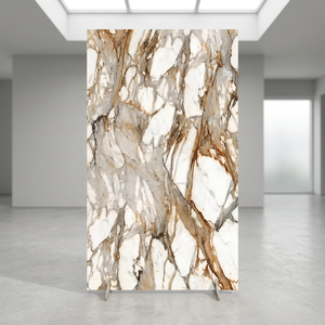 Alex Calacatta Blanc 1600x3200mm Pierre frittée haute brillance Carrelage de porcelaine pour sol mur grande dalle - Product Image 2