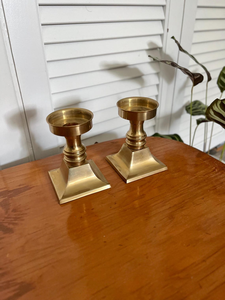Vintage Pair of <b>Brass</b> Taper Candle Holders Square Base Decorative <b>Brass</b> <b>Candlestick</b> Stands <b>Antique</b> Style Tabletop Candle Holders - Product Image 6