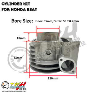 Ensemble de cylindre de course de moto, 6,5mm, pour Honda - Product Image 2