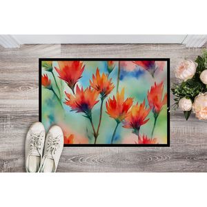 Paillasson aquarelle pinceau indien Wyoming tapis d'entrée intérieur/extérieur antidérapant pile basse 24H X 36W tapis de porte avant lavable - Product Image 2