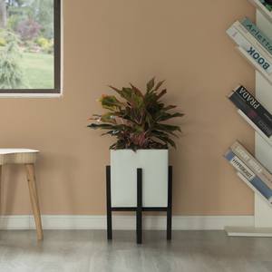 Maceta de hierro blanca con marco de madera negro, maceta para interiores y exteriores, pequeña y grande, para exportación mundial desde India - Product Image 3