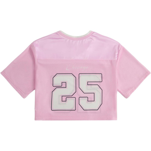 Women V Neck <b>Mesh</b> <b>Crop</b> <b>Top</b> Short Sleeve Solid Pink Sporty T Shirt Breathable Spring Summer Practice Wear - Product Image 4