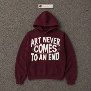 เสื้อฮู้ดดี้โอเวอร์ไซส์สีแดงเลือดหมู พรีเมียม กราฟิก สตรีทแวร์ เสื้อพูลโอเวอร์แบบสวมหัว ยูนิเซ็กส์ ผ้าฟลีซหนานุ่ม เสื้อฮู้ดดี้พิมพ์ลายตัวอักษรสีครีมเข้ม - Product Image 5