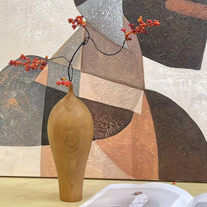 Florero de madera maciza hecho a mano de arce, adornos decorativos para el hogar y la oficina, maceta rústica ligera hecha a mano, Año Nuevo Chino - Product Image 4