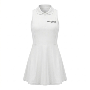 Vestido Deportivo sin Mangas para Mujer, con Bolsillos, Cierre de Cremallera, Cuello Camisero, Secado Rápido, Ecológico, de Spandex/Nailon, Largo hasta la Rodilla - Product Image 1