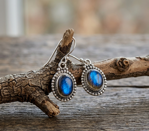 Vintage Blue <b>Fire</b> Labradorite Gemstone Drop Earrings 925 Sterling Silver Rose Gold & Yellow Gold Plated Handmade Jewelry Women - Product Image 5