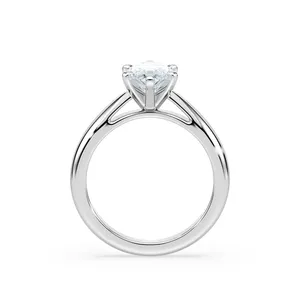 Anillo de compromiso solitario con diamante marquesa, engaste de seis puntas con banda cónica pulida en oro rosa, oro blanco, oro amarillo. - Product Image 4
