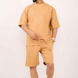 Men's Casual 2-Piece Shorts <b>Set</b> with Short Sleeve T-Shirt 100% Cotton Breathable Summer Wear - Product Image 1