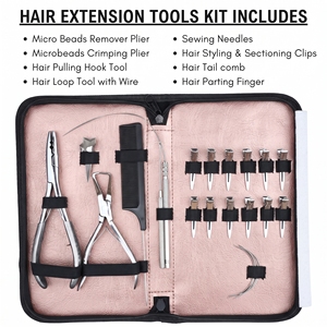 Juego Completo Profesional de Herramientas de Acero Inoxidable para Instalación de Extensiones de Cabello, Alicates y Tijeras para Crimpar Cuentas - Product Image 2