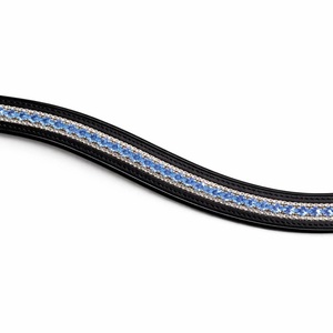 Diadema de cuero acolchada con diseño de onda y canal vacío para caballo, con cristales de colores personalizados y cadena de diamantes brillantes. - Product Image 5
