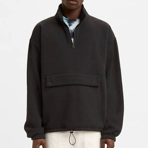 Custom Logo Men's Drop Shoulder <b>Fleece</b> Quarter Zip Collar <b>Jacket</b> - Product Image 1