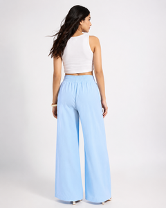 Pantalones Palazzo Bohemios Cómodos con Cintura Fruncida para Mujer |   Pantalones de Verano de Corte Recto y Ajuste Regular, de Lino/Algodón Ecológico, de Cintura Alta - Product Image 2