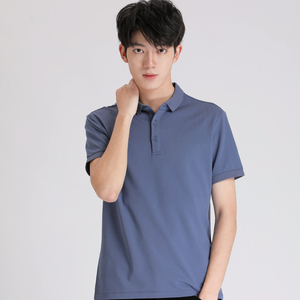 เสื้อโปโลผู้ชายสีพื้น แขนสั้น ทรงลำลอง สีน้ำเงิน ไซส์ปกติ - Product Image 5